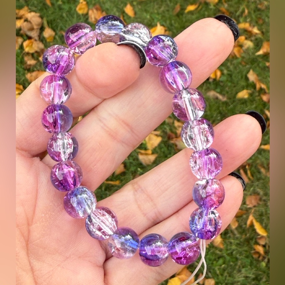 Purple and Pink 10mm Beaded Bracelet